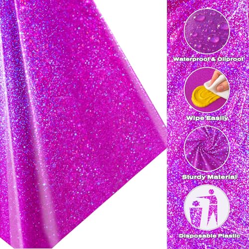 BYOJIA Pink Purple Iridescent Plastic Tablecloth 54x108 Inch Pack of 16