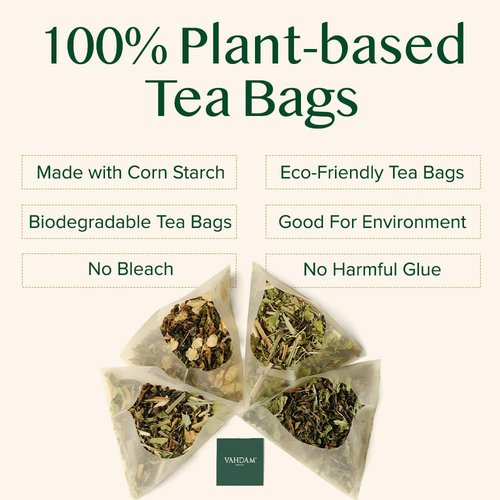 VAHDAM, Chamomile Mint Citrus Green Tea Bags (30 Count) Low Caffeine, Non GMO, Gluten Free | Sweet & Floral | Resealable Ziplock Pouch | Individually Wrapped Chamomile Tea Bags
