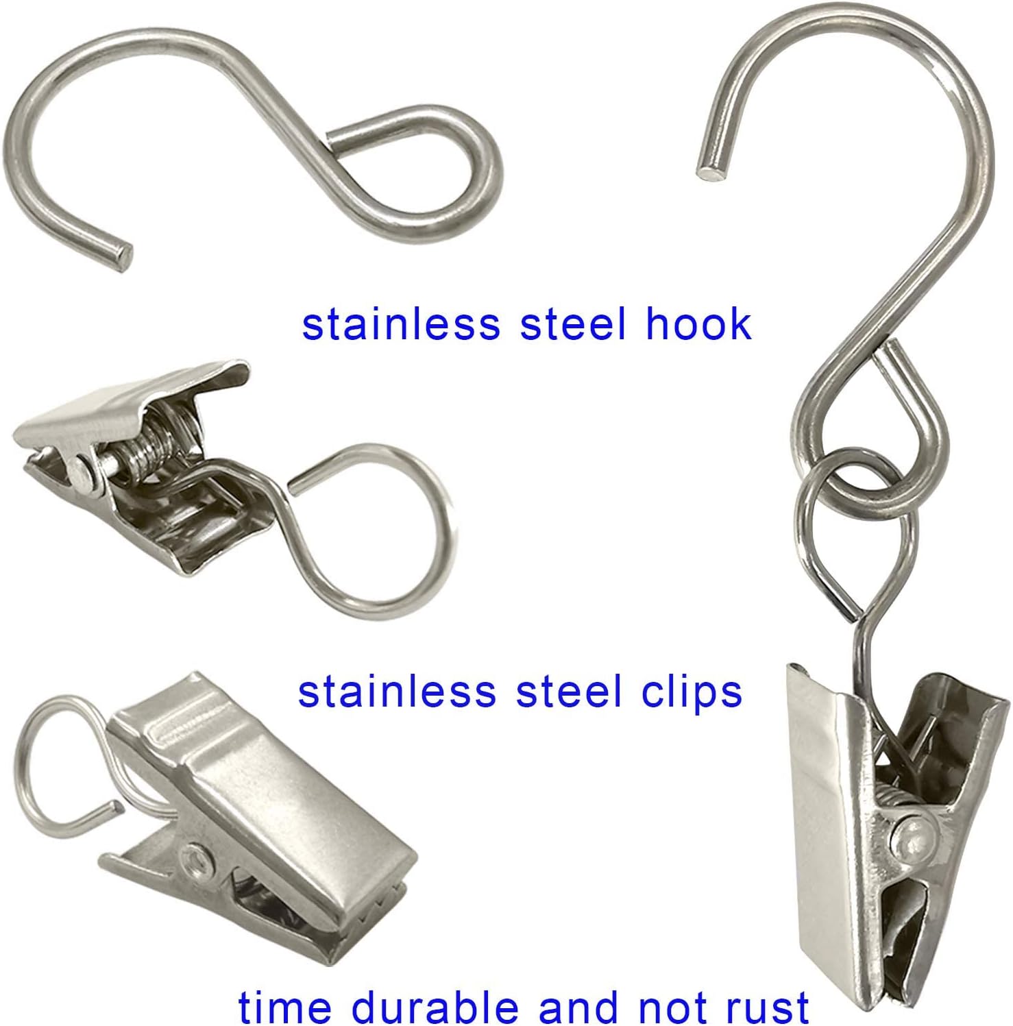 Stainless Steel S Hooks by [Brand Name] - 50 Pack Hanging Clips for Party Lights & Crafts | 2.4 Inch Long, Silver