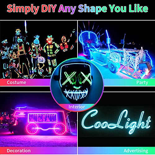 Flexible EL Wire Neon Light Kit, 9.84ft Battery Operated Glowing Wire