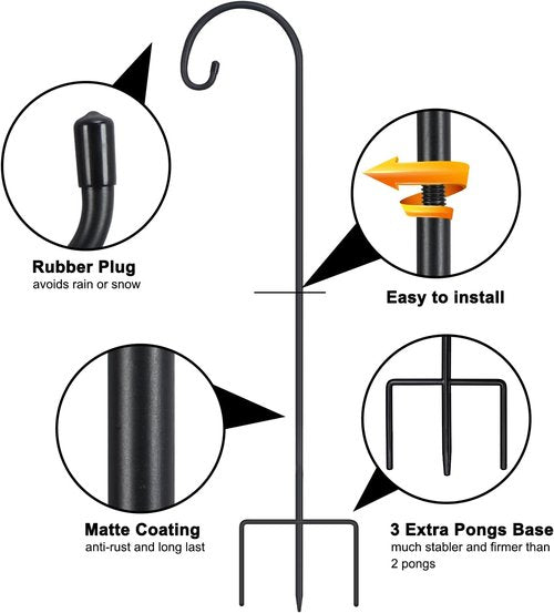 Feed Garden Adjustable 32-Inch Shepherd Hooks - Rust Resistant Steel for Outdoor Lanterns & Bird Feeders | 8 Pack