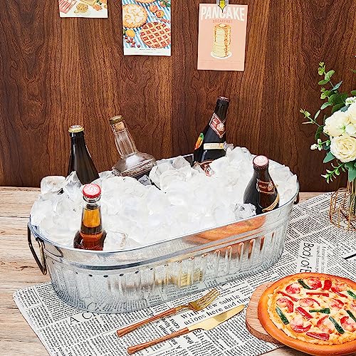 Lallisa 2-Pack Silver Galvanized Metal Drink Buckets 5.3 Gallon Ice Buckets
