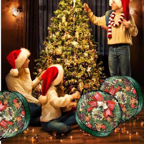 6-Pack 24-Inch Christmas Wreath Storage Container Bags with Clear Window