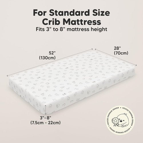 KeaBabies Organic Crib Sheets - 2-Pack Fitted Jersey Cotton for Baby Bed | Soft & Breathable 52x28" (ABC Land Sky)