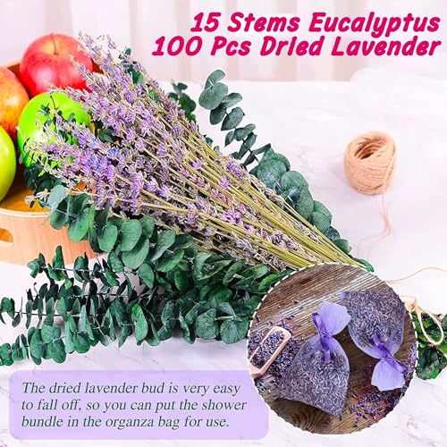 Dried Eucalyptus and Lavender Shower Bundle for Home Spa Decor