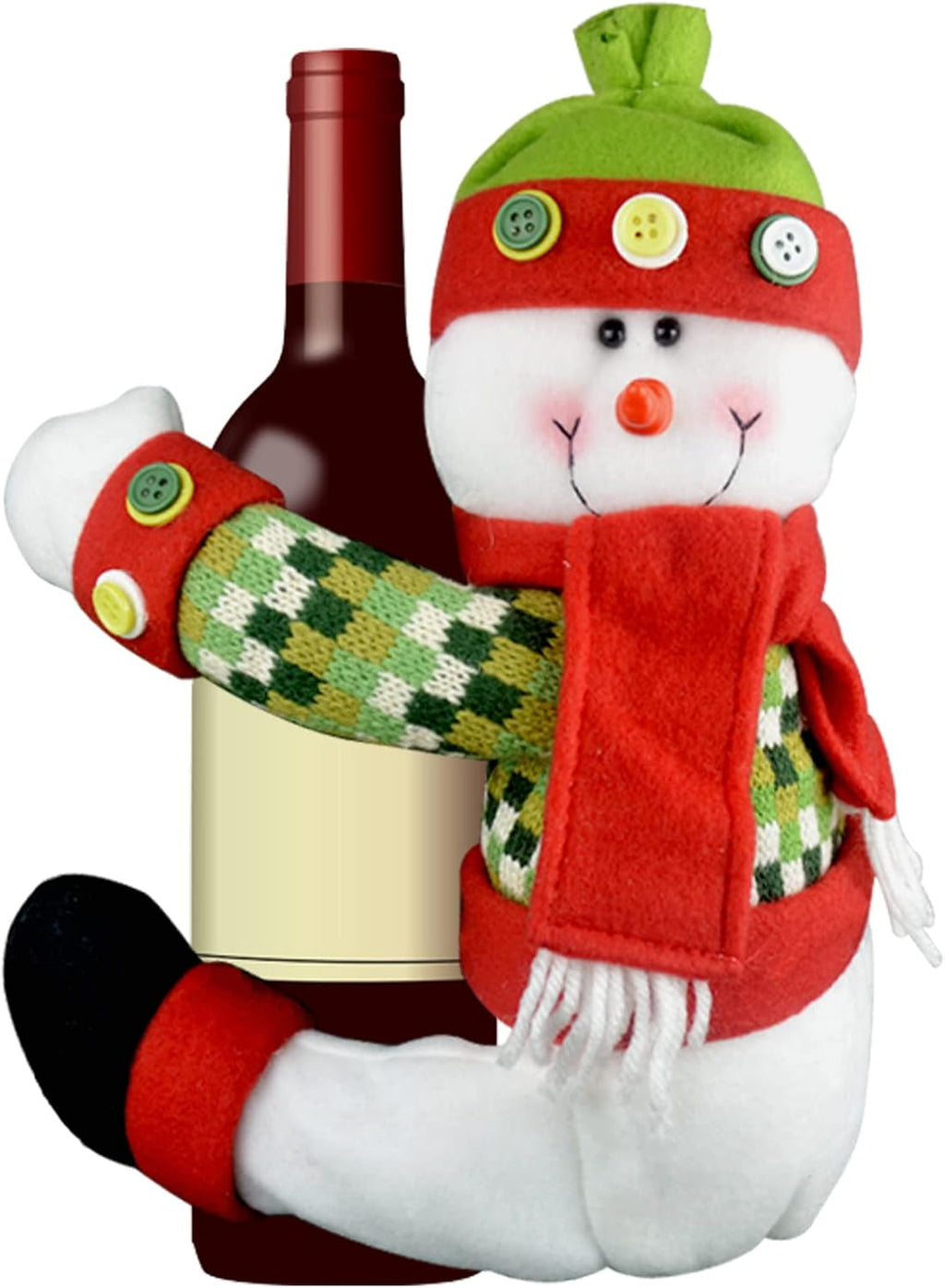 Skiennix Christmas Tree Topper Snowman - Unique Holiday Decor | Versatile Curtain Tie & Wine Bottle Hugger, Red/White/Green