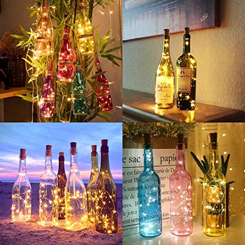 10-Pack Warm White LED Wine Bottle Cork Lights - 7ft Fairy String Lights
