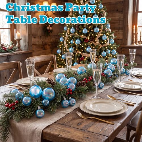 Novabright Blue 72 Pcs Iridescent Christmas Ball Ornaments Shatterproof