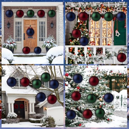 Wettarn 8 Pack 6-Inch Red Green Blue Christmas Tree Ornament Balls Outdoor Indoor Decor