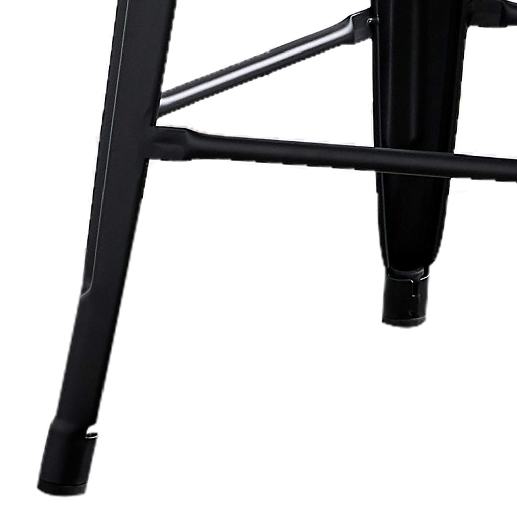 AC Pacific 24” Metal Barstool Set of 2 – Country Rustic Style with Low Back, Lightweight & Sturdy Build, Easy Assembly – Matte Black