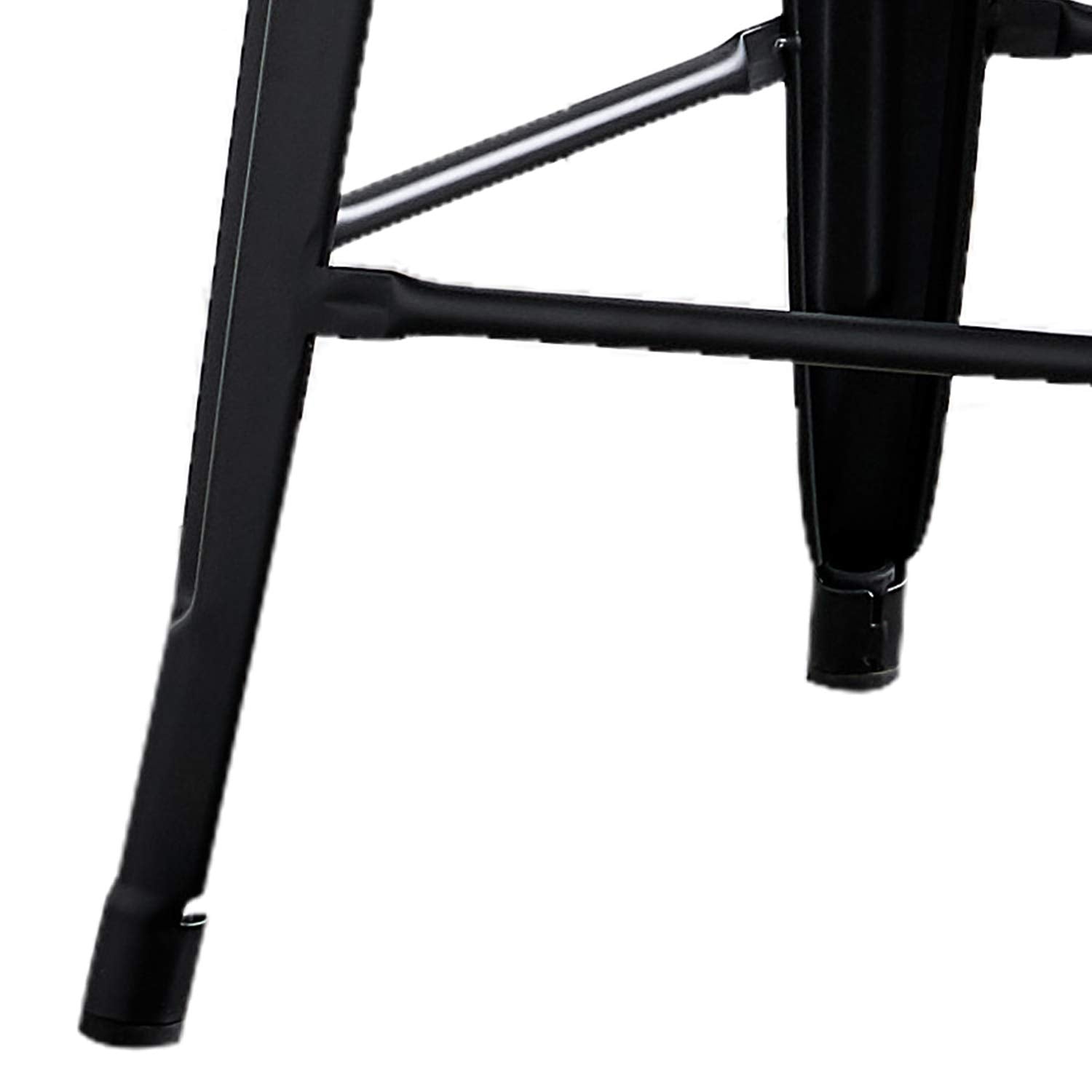 AC Pacific 24” Metal Barstool Set of 2 – Country Rustic Style with Low Back, Lightweight & Sturdy Build, Easy Assembly – Matte Black