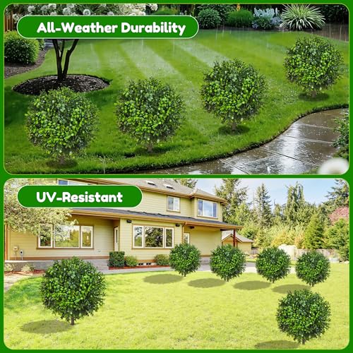 22-Inch Artificial Boxwood Topiary Ball Bushes, 4-Pack UV-Resistant Shrubs