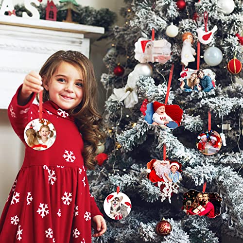 BBTO 15 Pcs Christmas Sublimation Ornaments Blank with Red Ropes