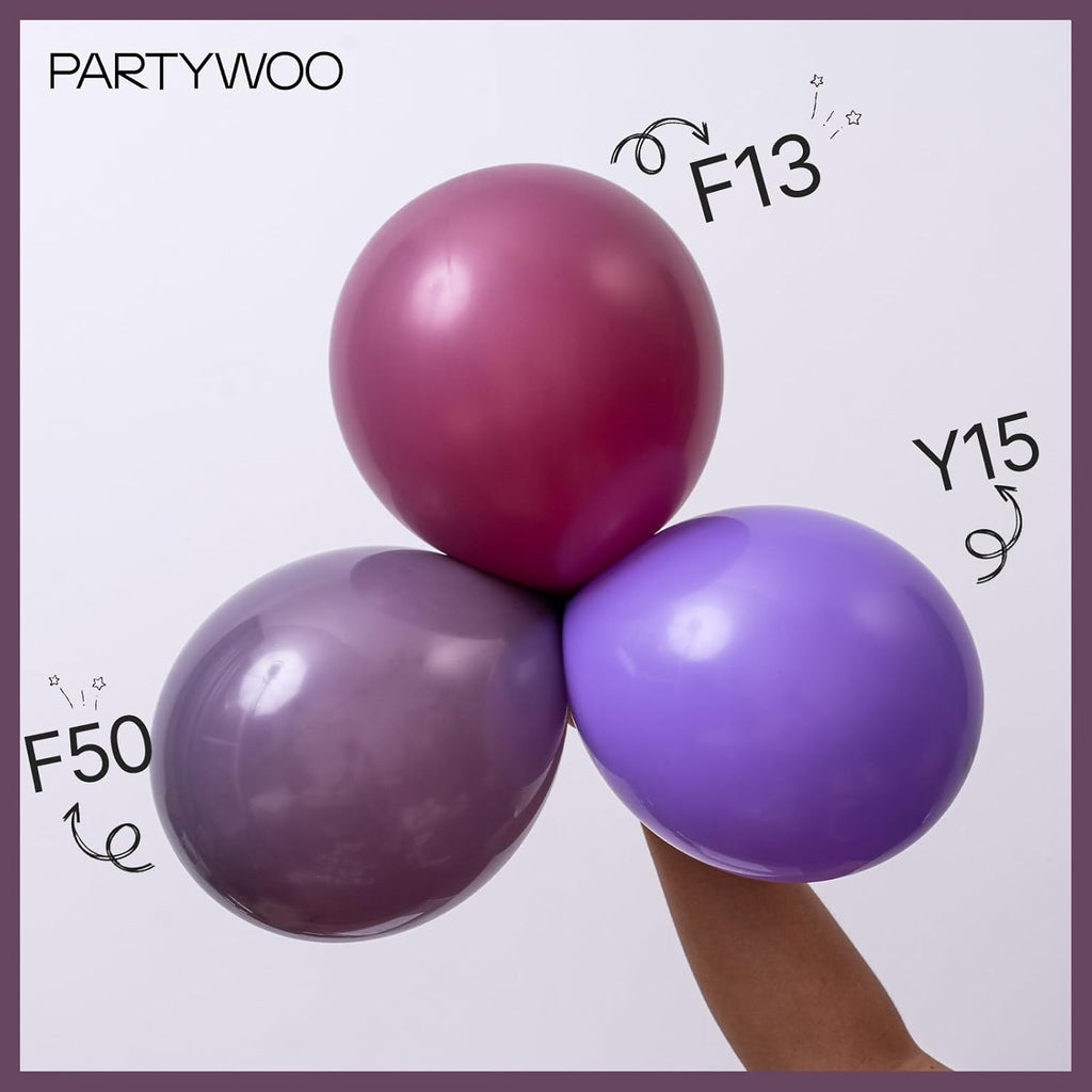 PartyWoo Dusty Purple Balloons - 100 Pcs Latex Helium Balloons in 5, 10, 12, 18 Inch Sizes | Perfect for Baby Showers & Birthdays