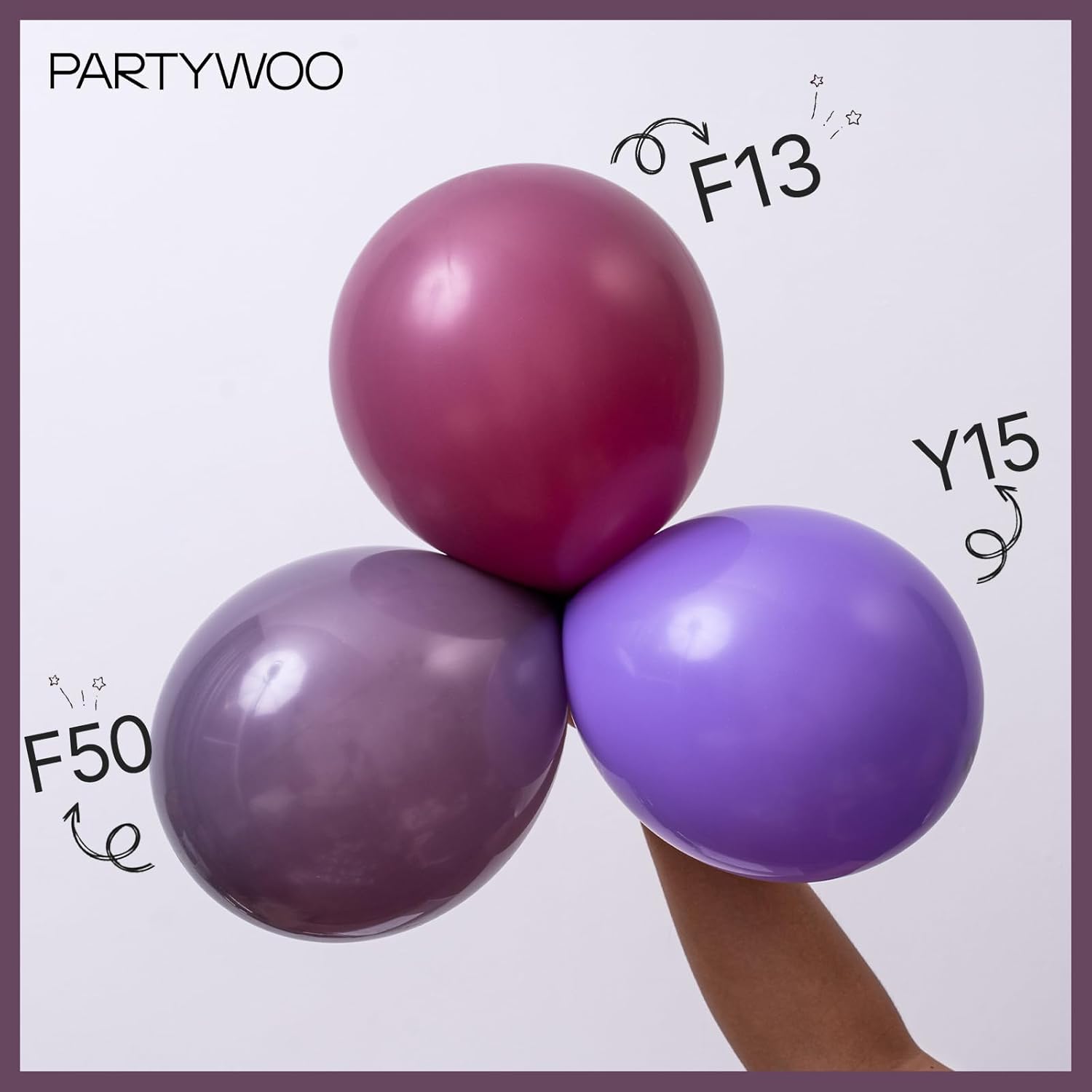 PartyWoo Dusty Purple Balloons - 100 Pcs Latex Helium Balloons in 5, 10, 12, 18 Inch Sizes | Perfect for Baby Showers & Birthdays