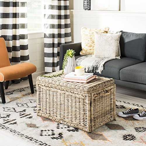 Collapsible Wicker Storage Trunk with Removable Lid, 30.7-Inch Natural Rattan
