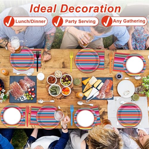 100-Piece Mexican Fiesta Party Supplies Set with Plates and Napkins