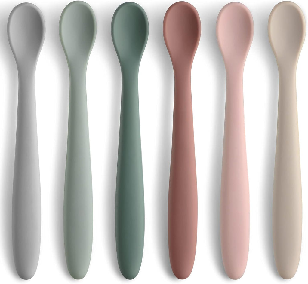 Skiennix 6-Piece Silicone Baby Feeding Spoons - Soft-Tip Infant Utensils for Easy Gum Care | Dishwasher Safe