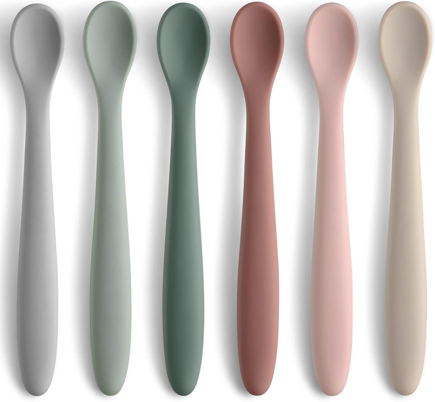Skiennix 6-Piece Silicone Baby Feeding Spoons - Soft-Tip Infant Utensils for Easy Gum Care | Dishwasher Safe