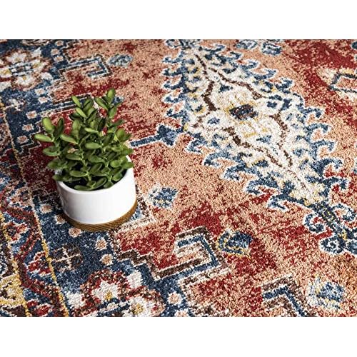 Unique Loom Utopia Collection Area Rug - Larissa (2' 2" x 3' 1" Rectangle, Terracotta/ Blue)