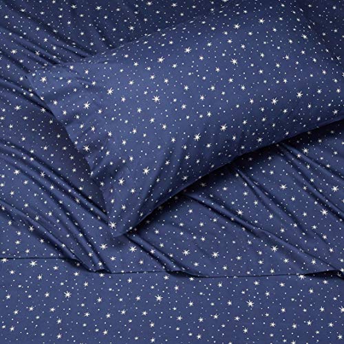 Amazon Basics Kids Soft Microfiber 3-Piece Twin Sheet Set, Navy Galaxy