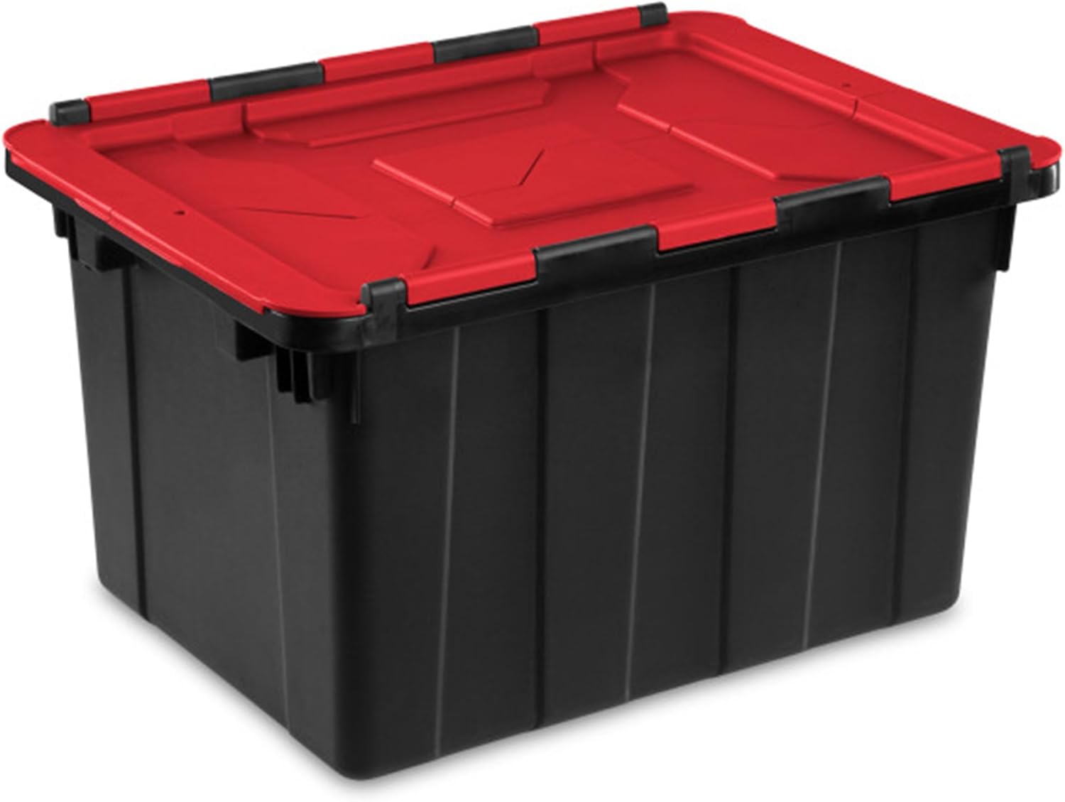 Sterilite 12 Gallon Heavy-Duty Industrial Tote - 6-Pack Stackable Storage Bins with Hinged Lids