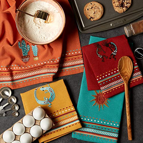 Southwest Stripe Cotton Kitchen Dishtowel Set, 18x28 Inch, 4-Piece
