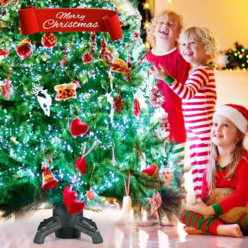 Huwena Cast Iron Christmas Tree Stand for Live & Artificial Trees, Supports 8ft, 120lb Capacity