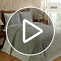 Twin Size Cotton Chenille Bedspread - Navy Medallion Design, 81" x 110"
