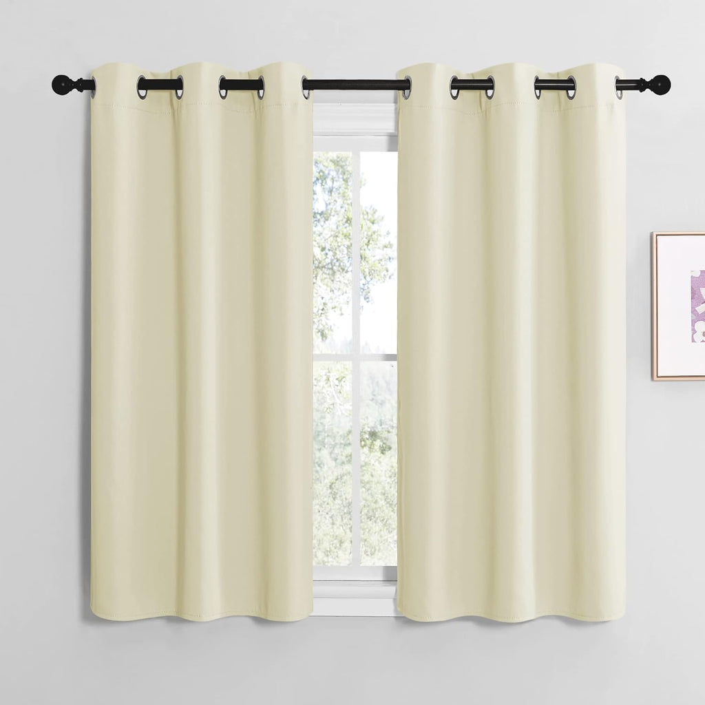 NICETOWN Kitchen Curtains - Thermal Insulated Grommet Draperies for Room Darkening | Beige, 2 Panels, W42 x L50 Inches
