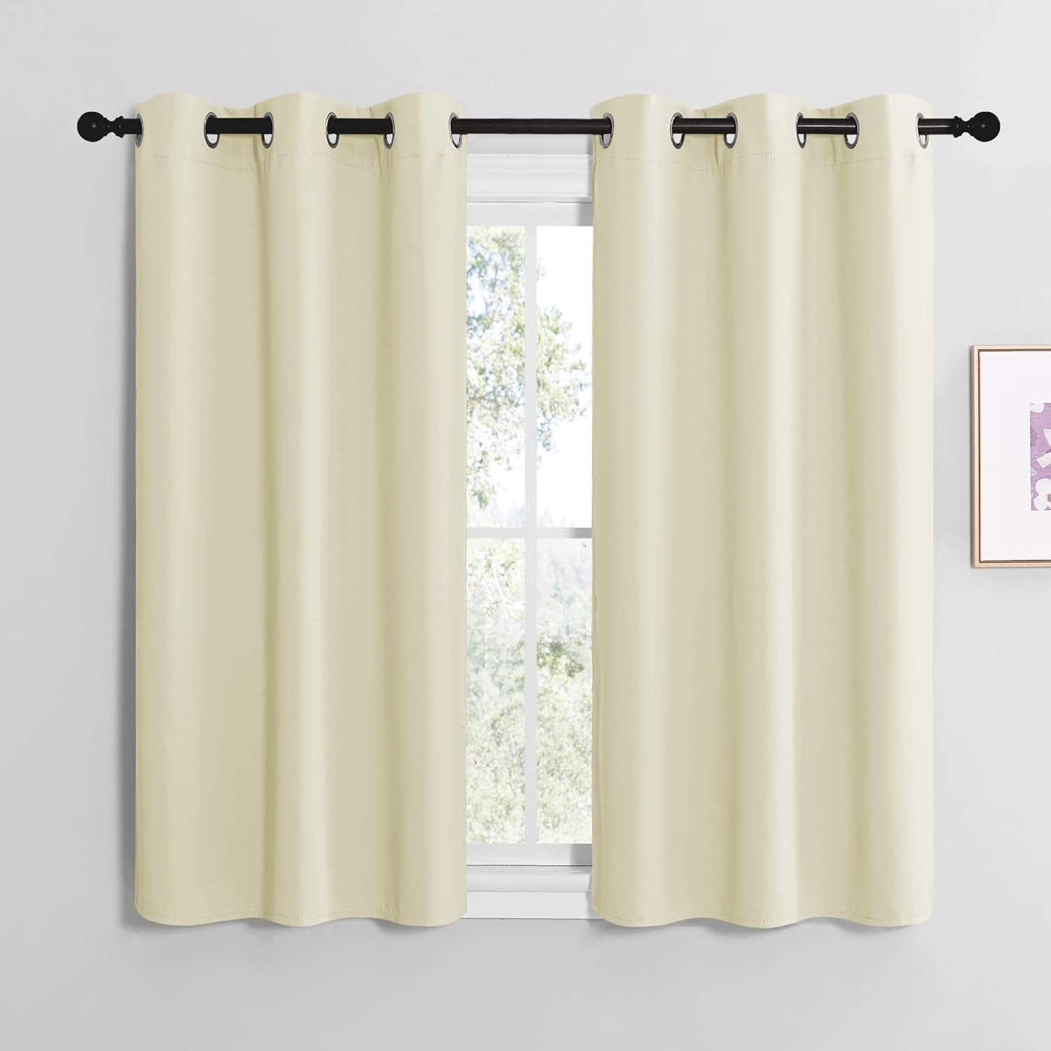 NICETOWN Kitchen Curtains - Thermal Insulated Grommet Draperies for Room Darkening | Beige, 2 Panels, W42 x L50 Inches