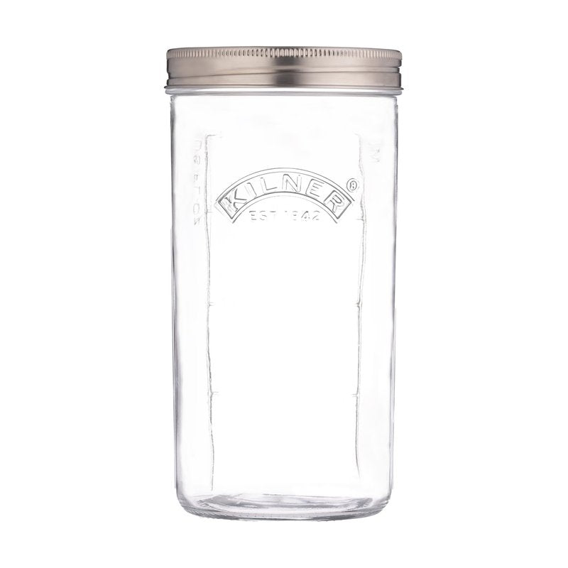 Kilner 1 Litre Fermentation Jar Set Wide Mouth Glass Jar with Silicone Valve Lid, Ceramic Weights & Recipe Booklet, Ideal for Small Batch Fermentation