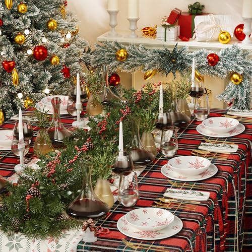Ollieroo 4 Pieces Christmas Pasta Bowls Set White Snowflake 7.8", 23oz Microwave Safe