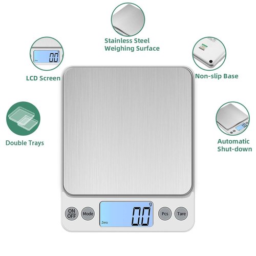KUBEI Upgraded Larger Size Digital Food Scale Weight Grams and OZ, 5kg/0.1g Kitchen Scale for Cooking Baking, High Precision Electronic Scale with LCD Display