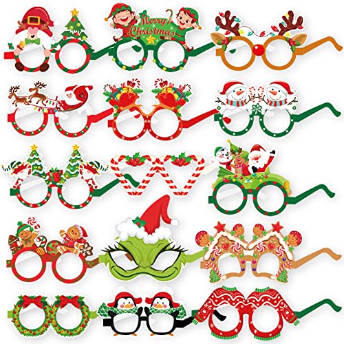Christmas Paper Eyeglasses 30 Pack - Holiday Party Costume Accessories