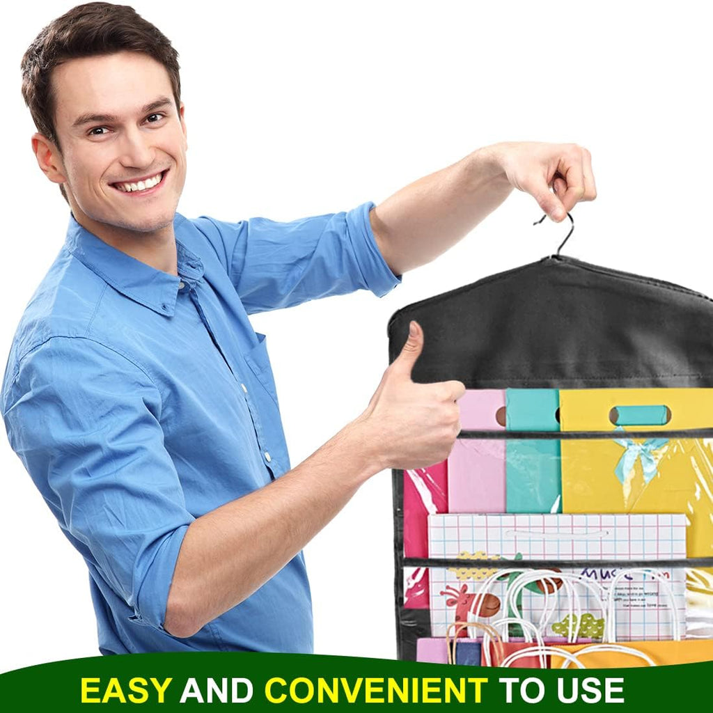ProPik Gift Bag Storage Organizer - Double-Sided Design with Multiple Pockets | 38 x 16 Inch PVC (Full Black)
