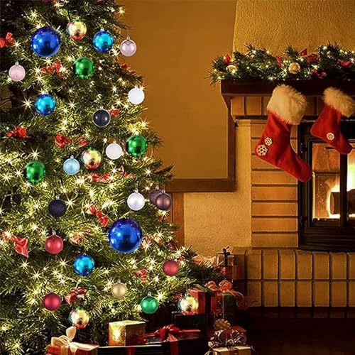1.2-Inch Mini Christmas Ball Ornaments - 24-Pack Glitter Holiday Decor