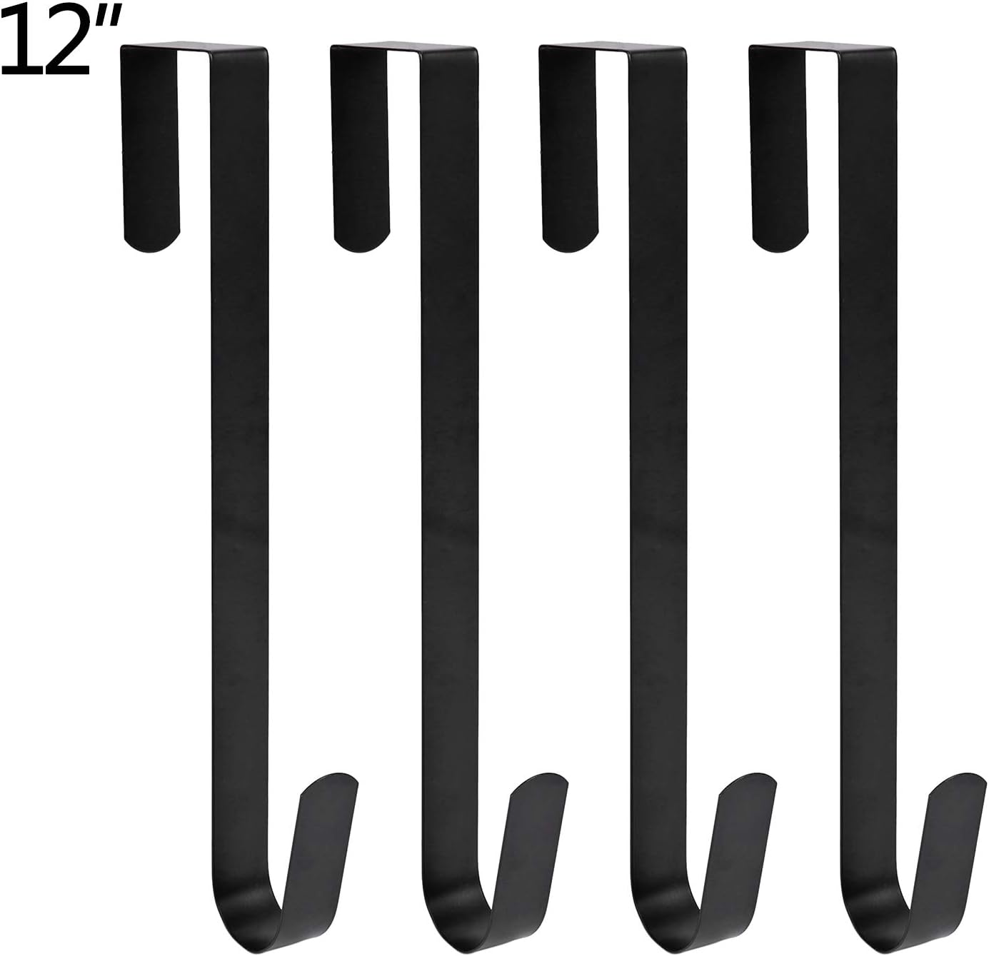 Sattiyrch Wreath Hanger - Durable Steel Over The Door Hook for Front Door | Black, 12" Size