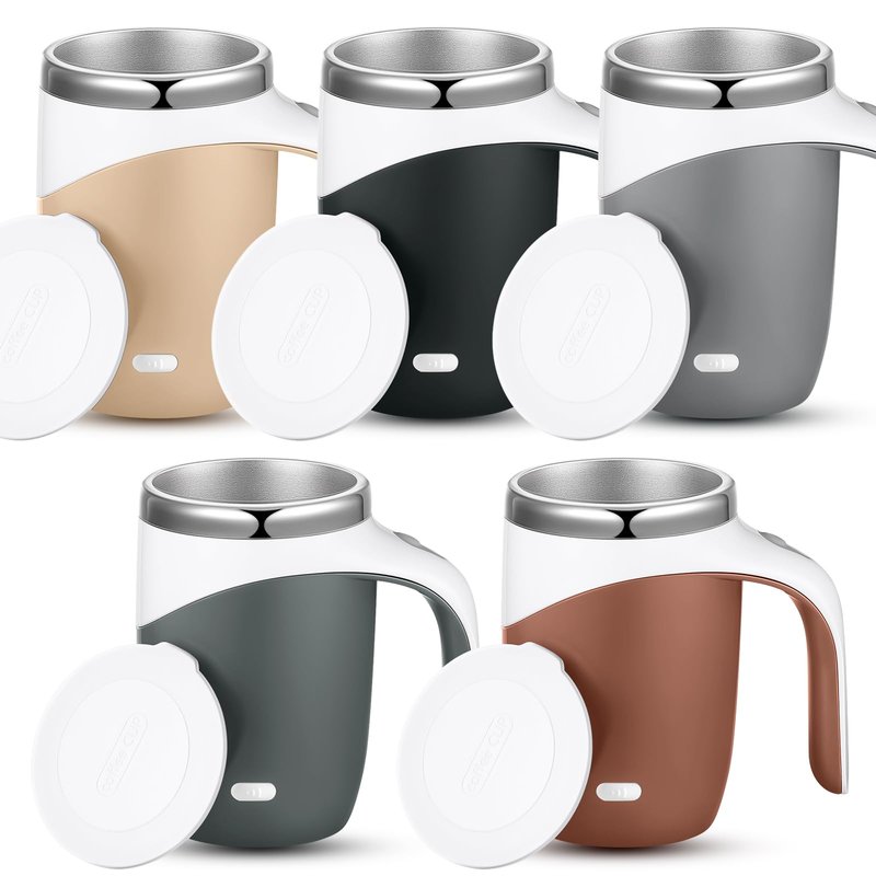 Patelai 5 Pcs Nurse Gifts Self Stirring Coffee Mug Bulk Nurse Week Appreciation Mixing Cup 13.5oz Automatic Rechargeable Travel Tumblers for Employee Teacher Mom Gift (Morandi Color)