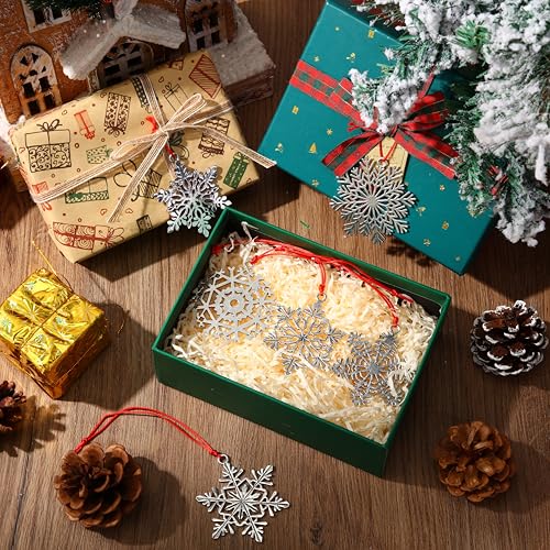 Threehoney 12 Pcs Metal Snowflake Christmas Ornaments Pewter Tree Decor