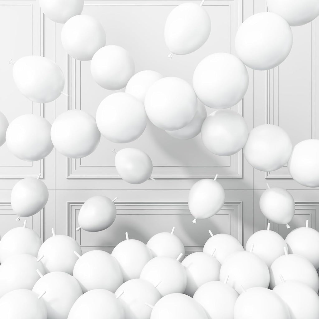 Skiennix White Linking Balloons - 120 Pcs 6-Inch Latex for Birthday & Wedding Decorations