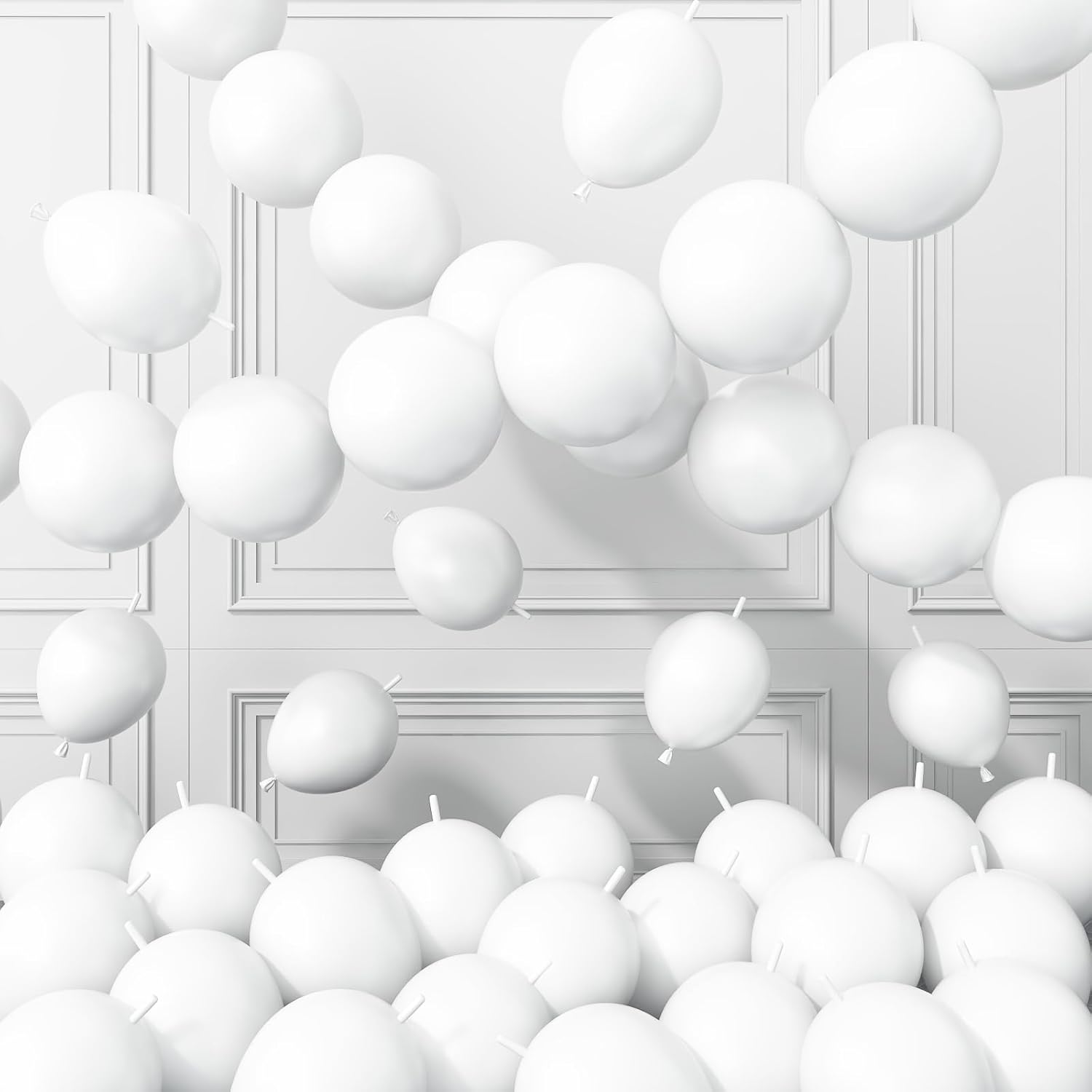 Skiennix White Linking Balloons - 120 Pcs 6-Inch Latex for Birthday & Wedding Decorations