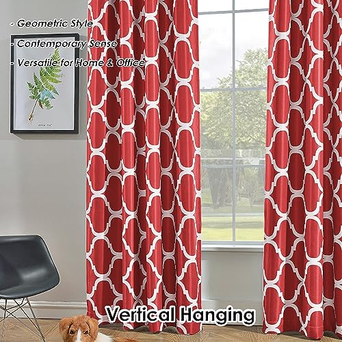Red Moroccan 52x45 Inch Room Darkening Grommet Curtain Panel - Melodieux