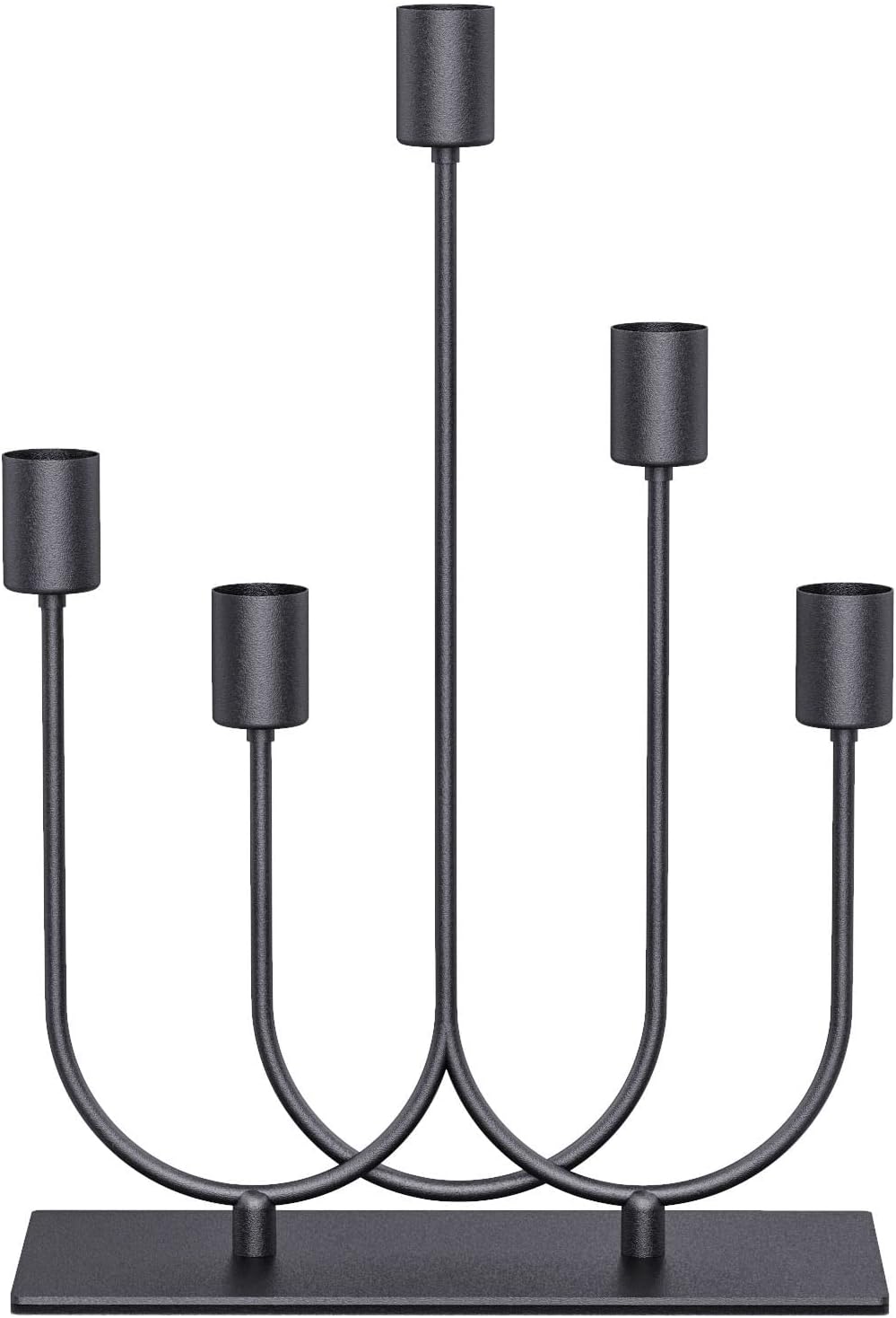 Smtyle Black Metal Fireplace Candelabra - Tapered Candle Holders for Gothic Table Centerpieces | 5 Iron 0.8" Diameter