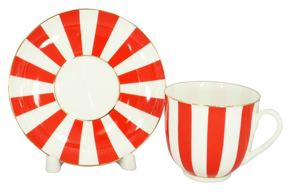 Imperial Lomonosov Porcelain Cup and Saucer Set Collection (Red Yes and No)