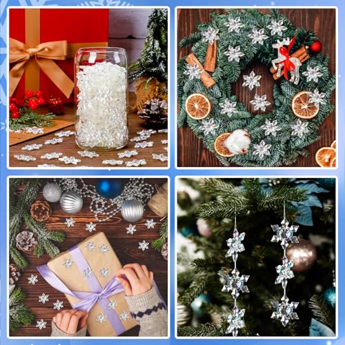 BOARDFEB Transparent Snowflakes - 240Pcs Winter Snowflake Vase Filler Acrylic Crystals Gems