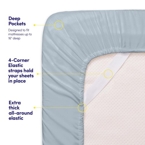 1500 Supreme Collection Queen Sheet Sets Misty - Luxury Hotel Bed Sheets and Pillowcase Set for Queen Mattress - Extra Soft, Elastic Corner Straps, Deep Pocket Sheets, Queen Misty