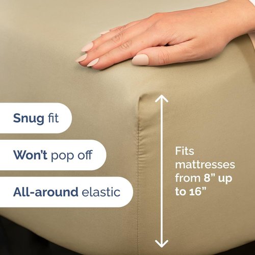Cal King Size Sheet Set by Hotel Luxury | Comfy, Breathable & Cooling - Ultra-Soft, Wrinkle-Free - Beige