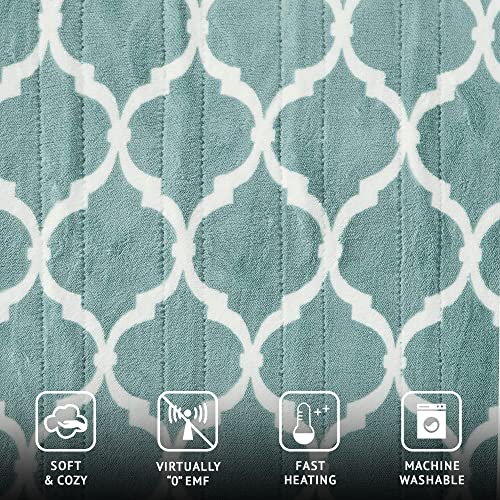 Oversized Plush Heated Throw Blanket, 60x70 Aqua Electric Blanket