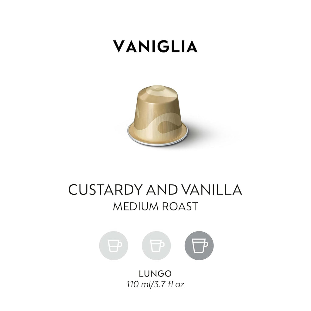 Nespresso Vaniglia Espresso Coffee Capsules - Medium Roast, 50 Count Pods for Rich Flavor